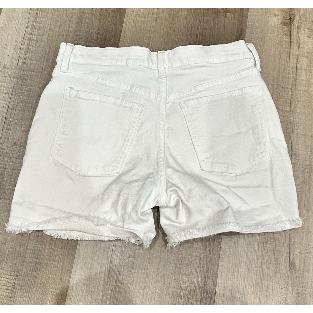 GAP Mid Rise White Denim Raw Hem Classic Boho Festival Summer‎ Short Women 2R/26 - Picture 2 of 10